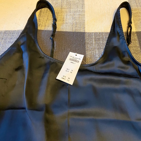 Abercrombie and Fitch Midi Satin Black Side Slit Dress - Picture 6 of 8